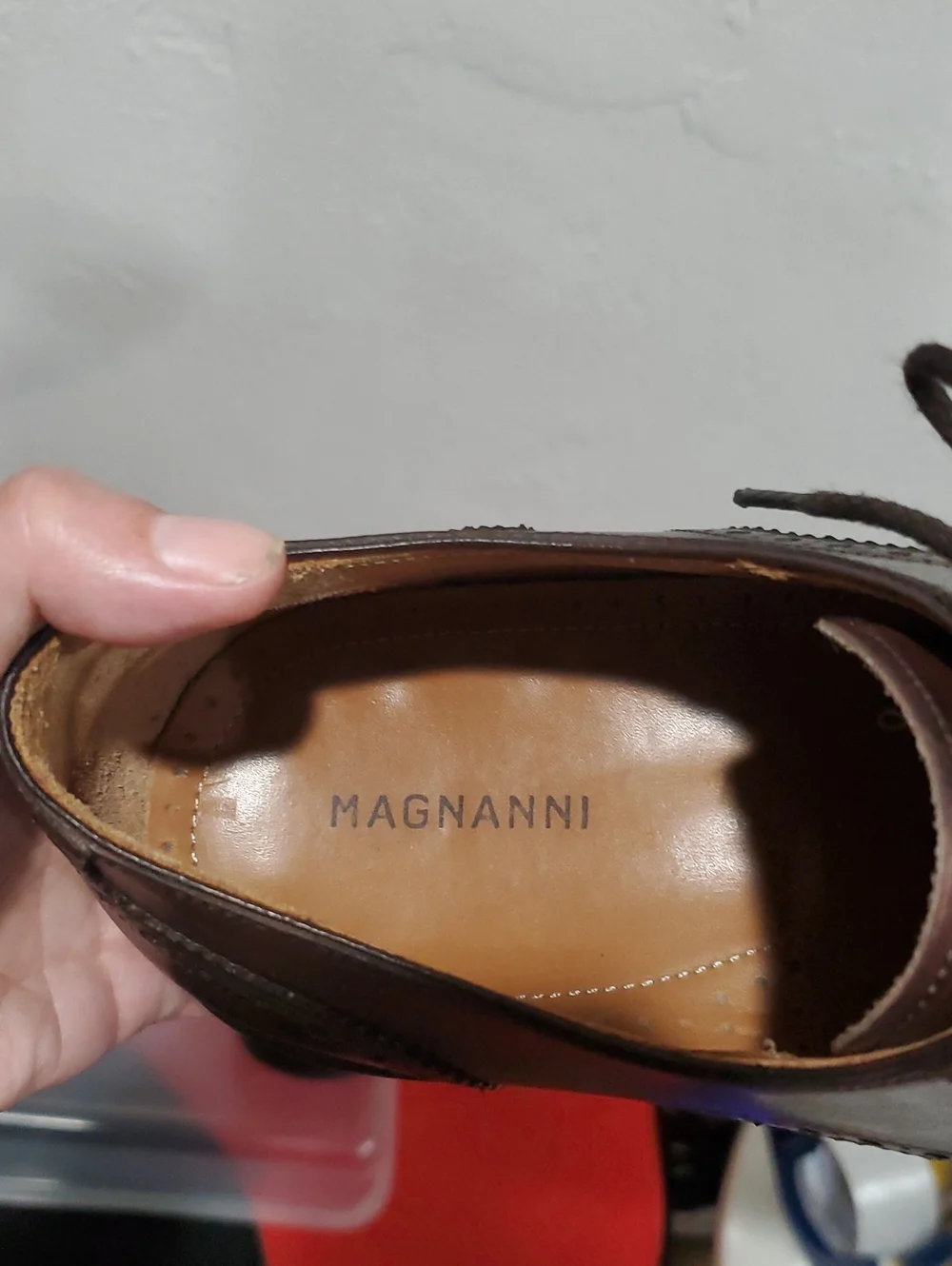Magnanni Brown Leather Cap-Toe Derby Shoes Size 11.5